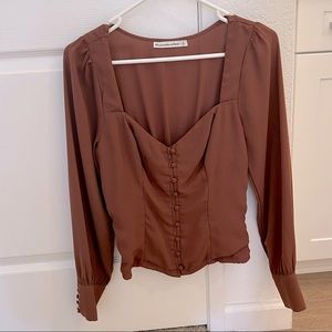 Abercrombie Long-Sleeve Button-Through V-Neck top